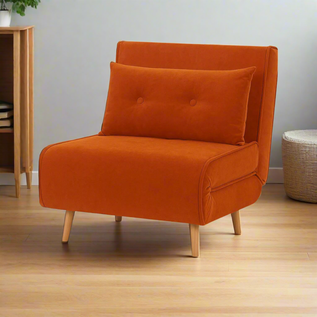 Haru Single Sofa Bed - Mohair Orange