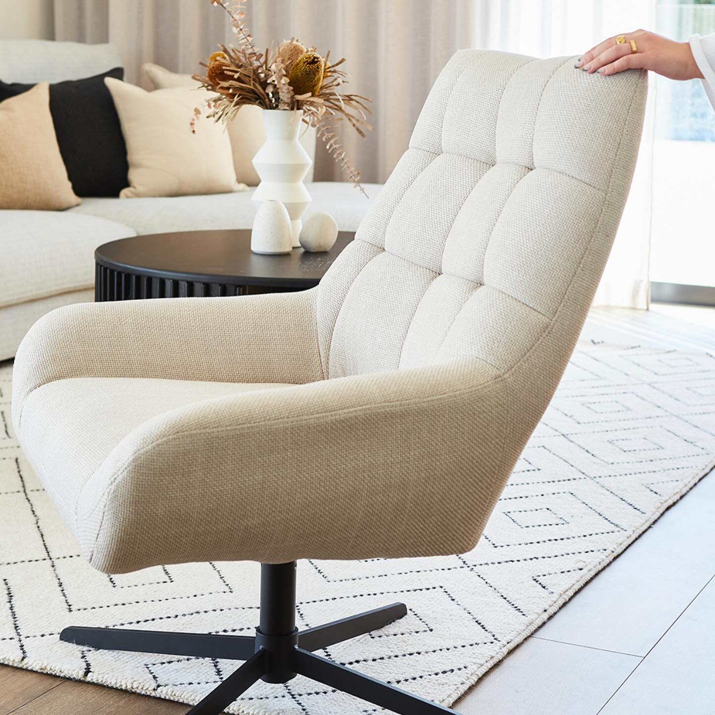 Paris Swivel Arm Chair - Basel Beige