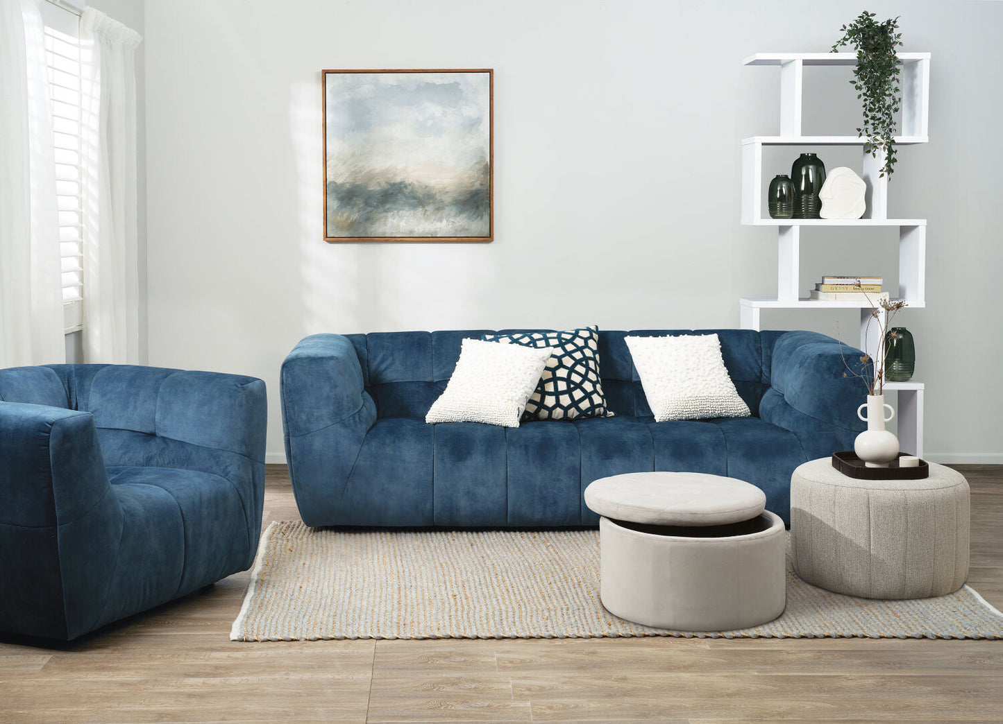 Margaret Lounge Suite 1 Seater Atlantic Velvet-Global Living