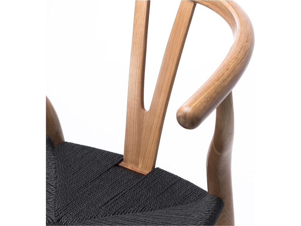 Wishbone Dining Chair - Natural with Black Seat-Global Living