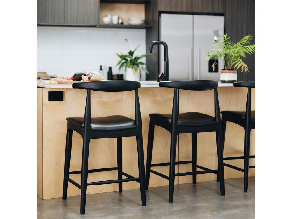 Elbow Barstool - Black Oak-Global Living