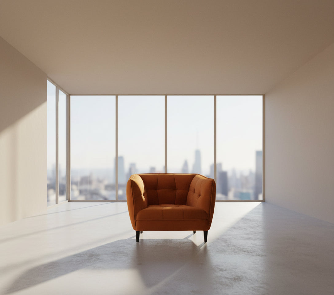 Orange Velvet Lounge Chair