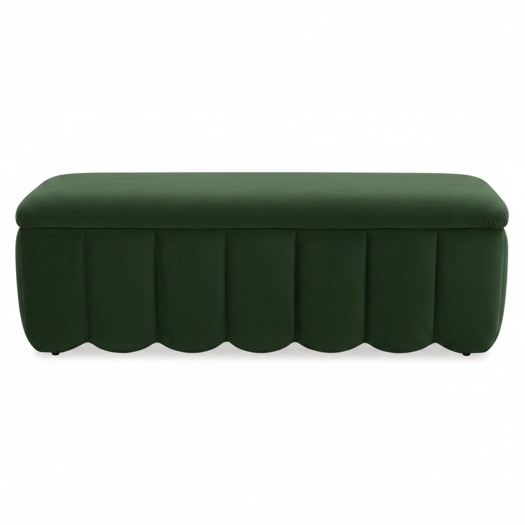 green velvet storage ottoman