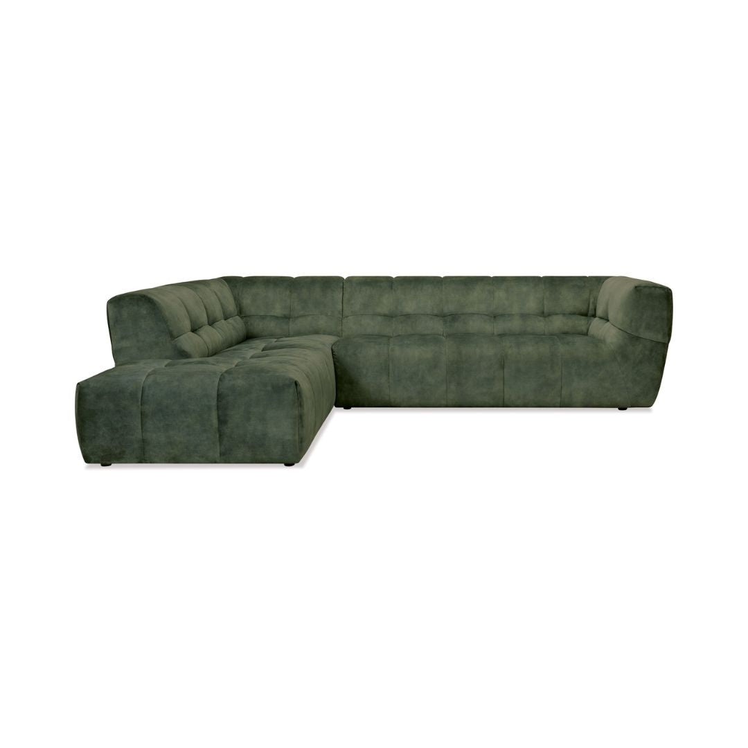 Margaret Lounge Suite Corner Chaise Seaweed Velvet-Global Living