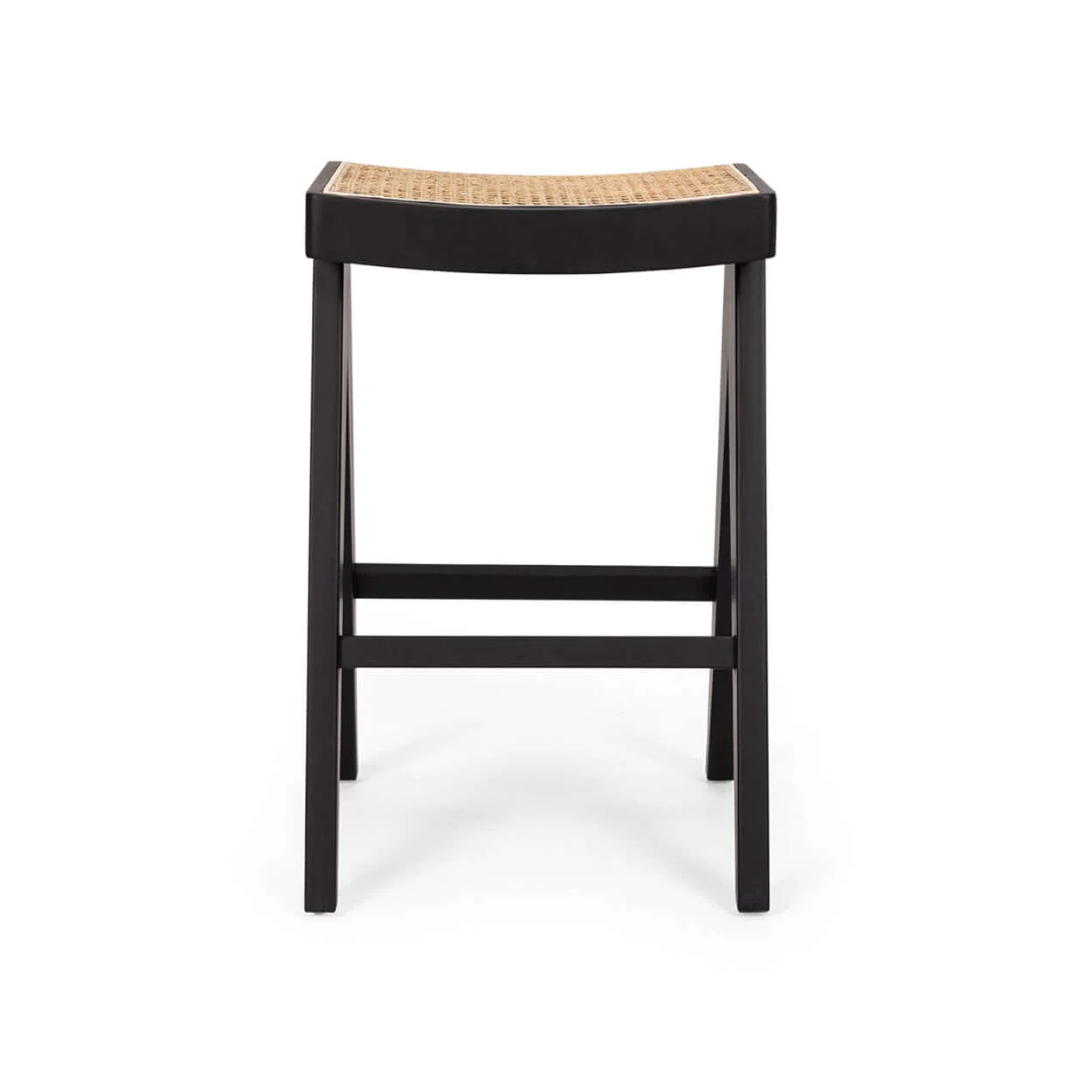 Bergen Barstool Black/Rattan-Global Living