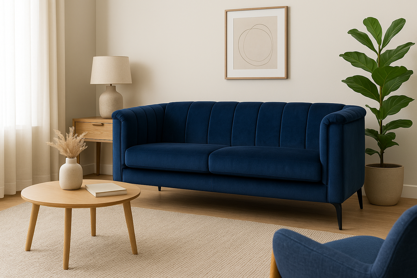 Byron 2 Seater Navy Velvet