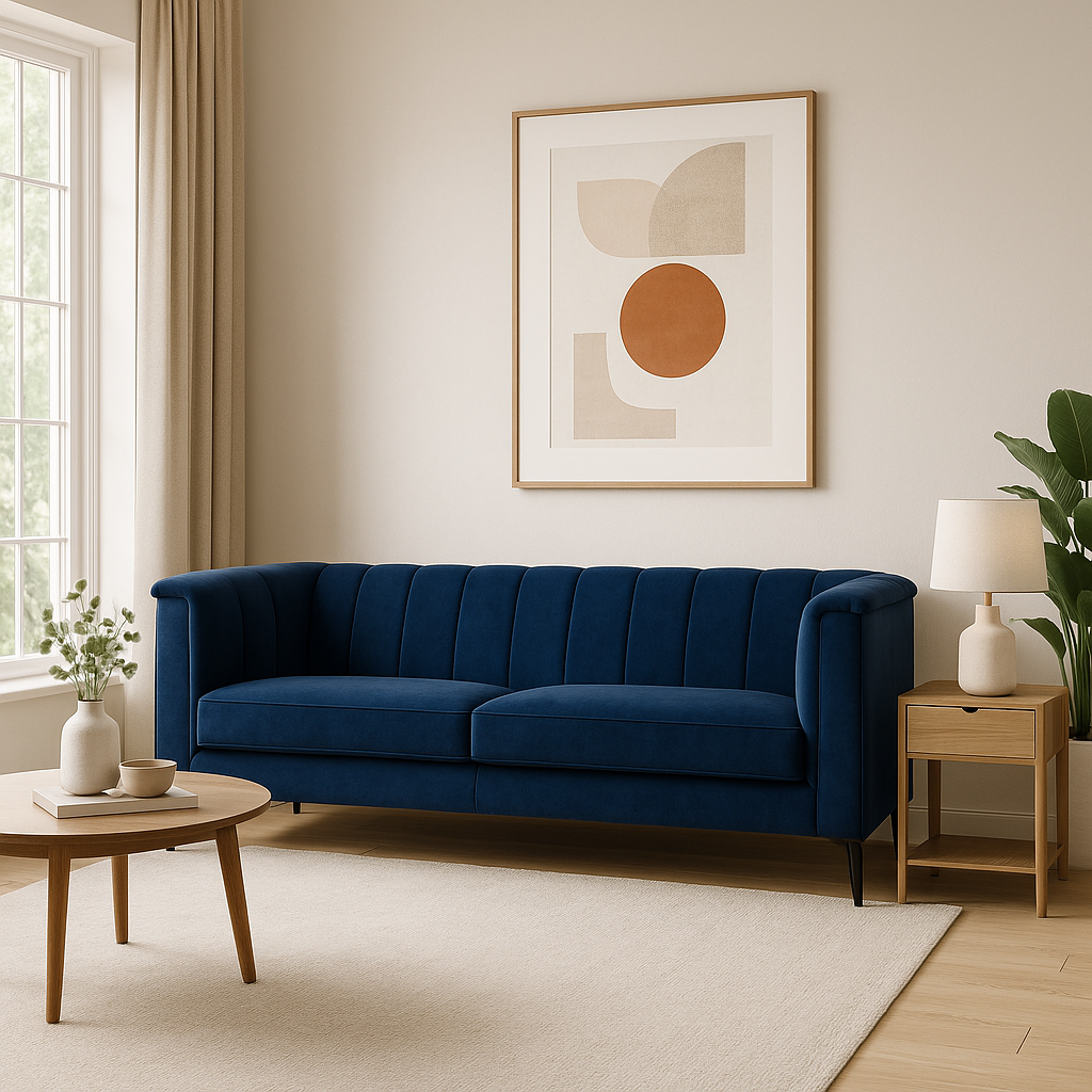 Byron 3 Seater Navy Velvet