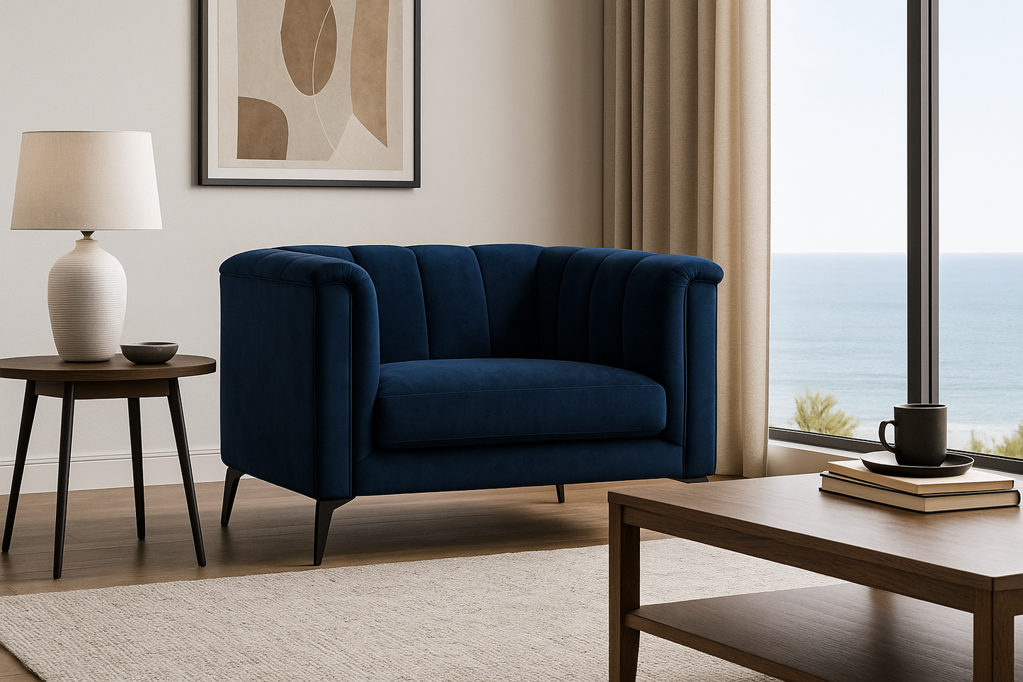 Byron Lounge Chair Navy Velvet