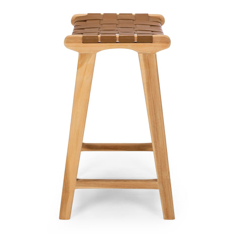 Roma Woven Barstool - Saddle Brown-Global Living
