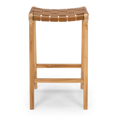 Roma Woven Barstool - Saddle Brown-Global Living