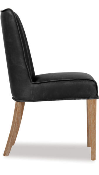 Marcus High Back Leather Dining Chair - Black