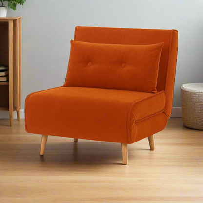 Haru Single Sofa Bed - Mohair Orange
