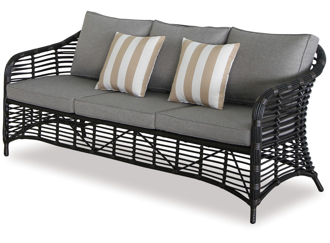 Brown wicker outdoor 3 seat sofa