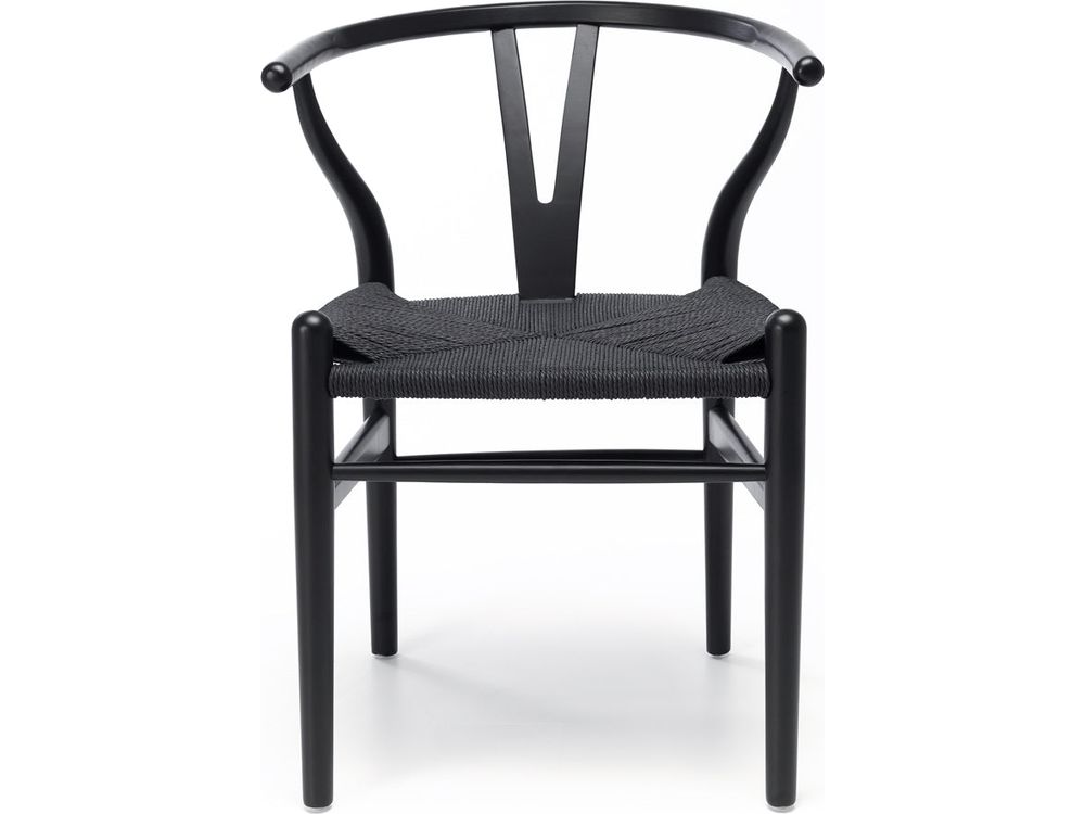 Wishbone Dining Chair - Black - Black Seat-Global Living