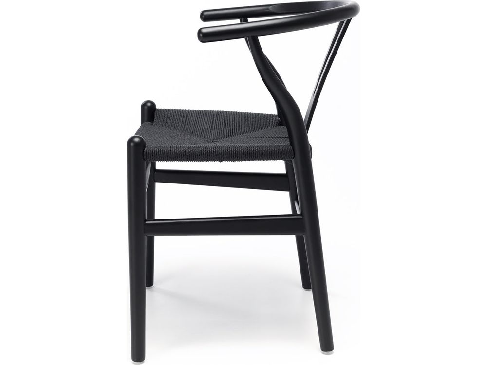 Wishbone Dining Chair - Black - Black Seat-Global Living