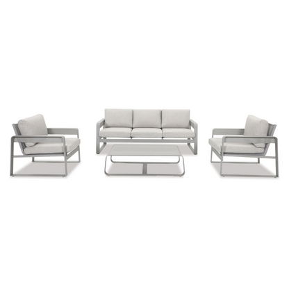 Grey/Beige powder coated aluminium outdoor furniture with beige fabric quick dry cushions comfortable 