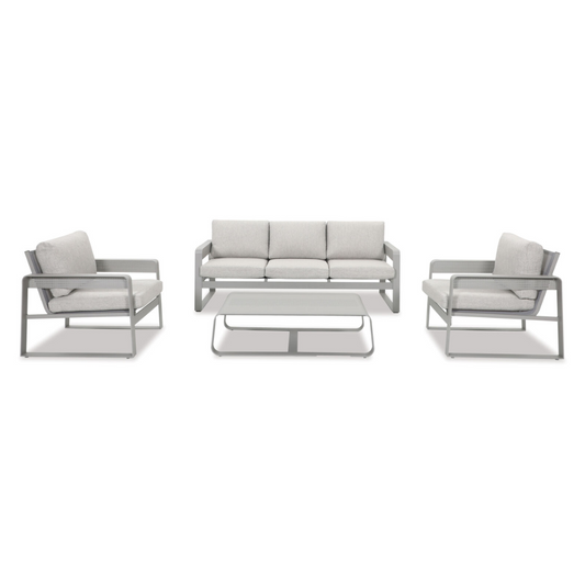 Grey/Beige powder coated aluminium outdoor furniture with beige fabric quick dry cushions comfortable 