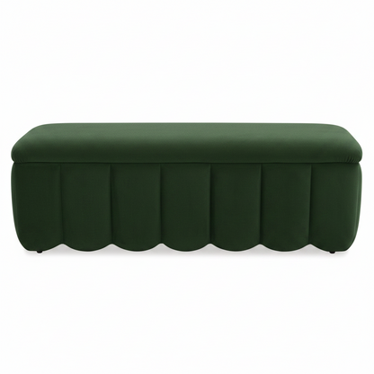 green velvet storage ottoman