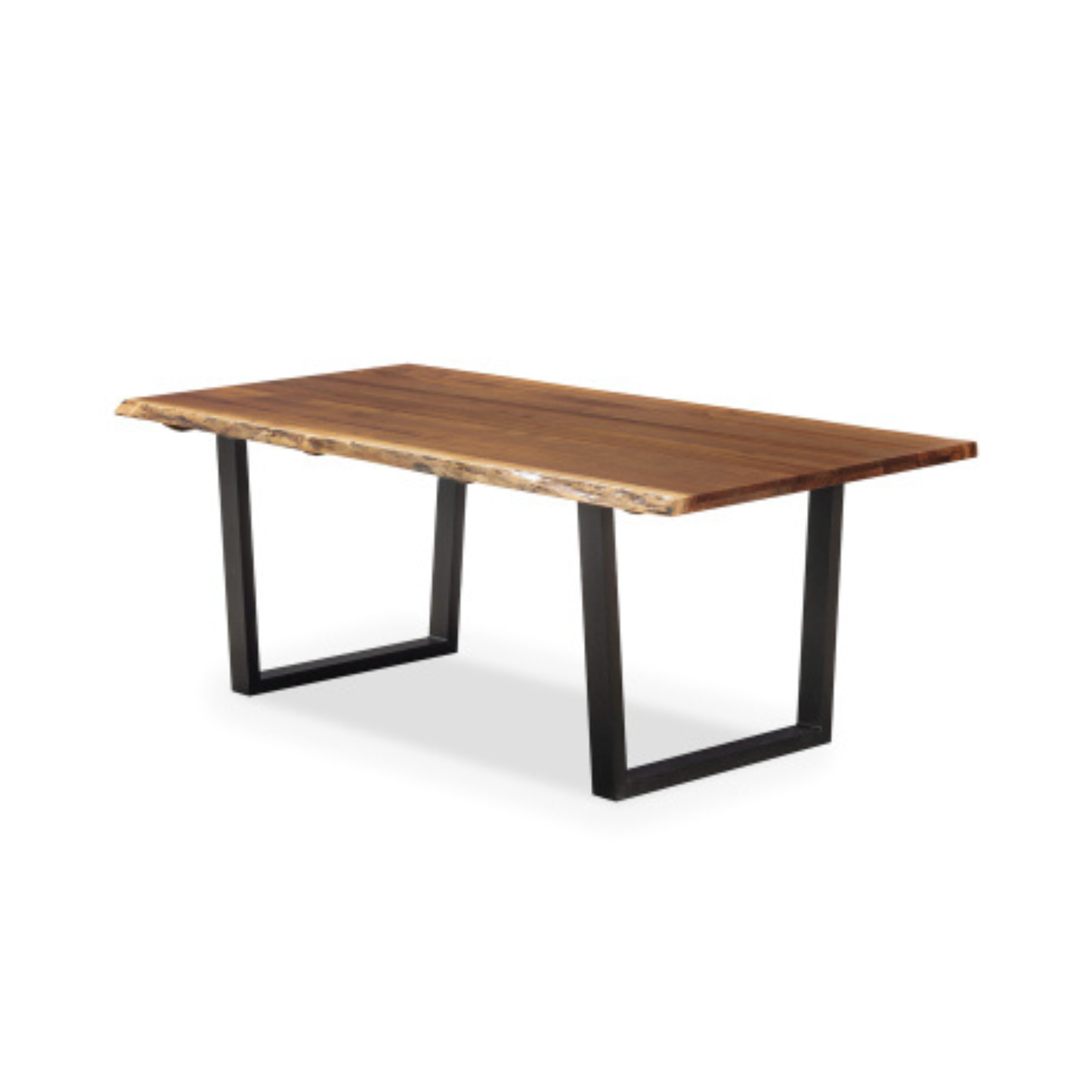 South African black wood 2.1m table top with black powder coated metal legs