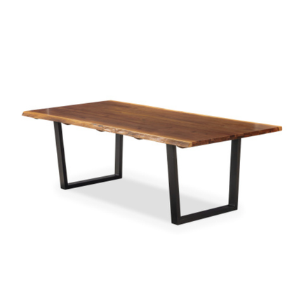 South African black wood 2.4m table top with black powder coated metal legs