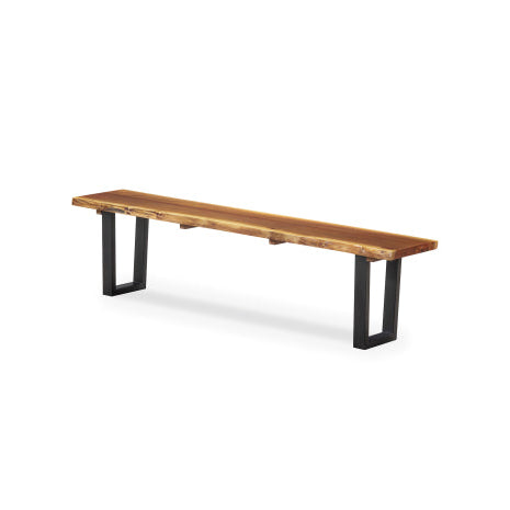 South African black wood 1.5m bench seat with black powder coated metal legs