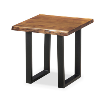 South African black wood topped side table with black powder coated metal legs