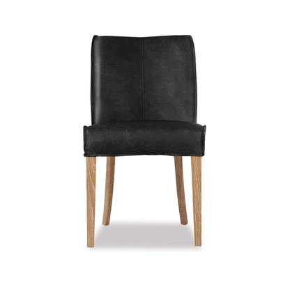 Marcus High Back Leather Dining Chair - Black