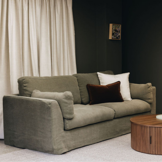 CARSON 3 Seat Slipcover Sofa - Khaki