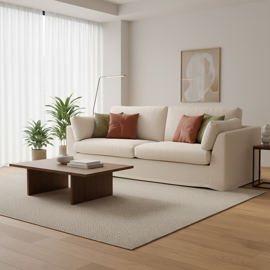 CARSON 3 Seat Slipcover Sofa - Oatmeal