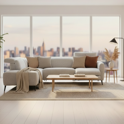 Modular sofa with electric reclining seat and chaise 