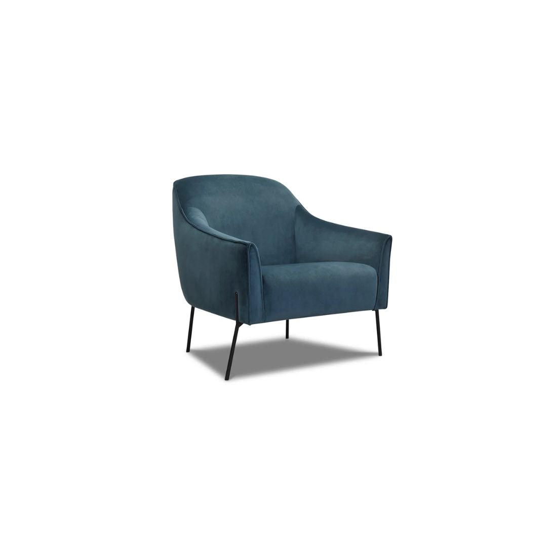 Olivia Lounge Chair Indigo Velvet-Global Living