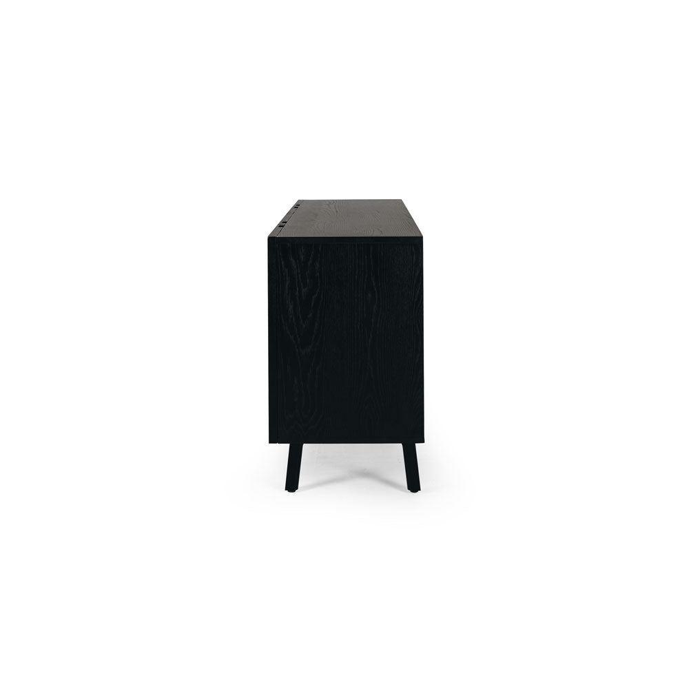 Black cabinet end on view