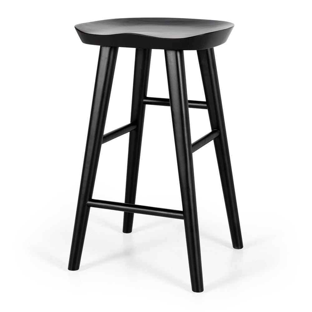 black oak barstool with a tractor seat