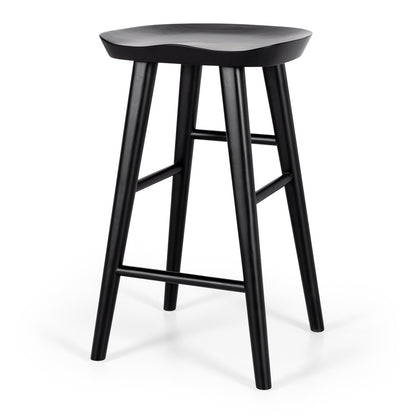 black oak barstool with a tractor seat