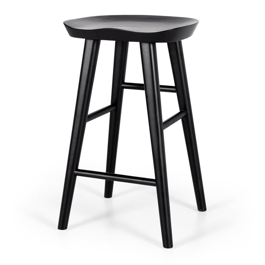 black oak barstool with a tractor seat