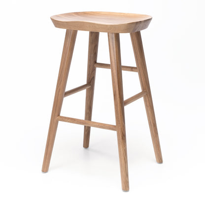 Natural Oak barstool with a tractor seat