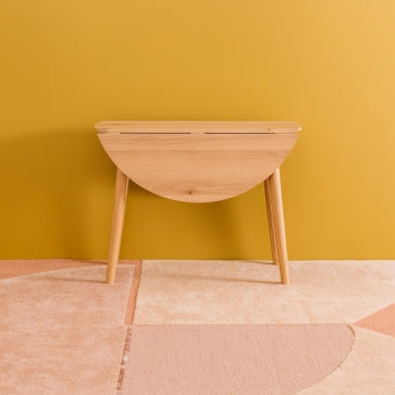 Scandi Drop Leaf Round Dining Table-Global Living