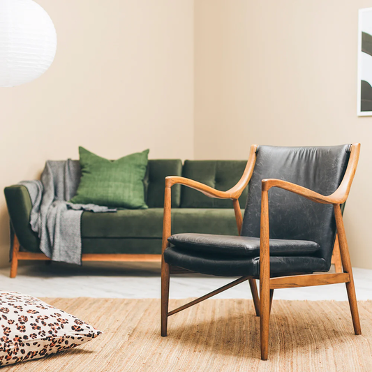 Marcos Lounge Chair Black Leather - Global Living