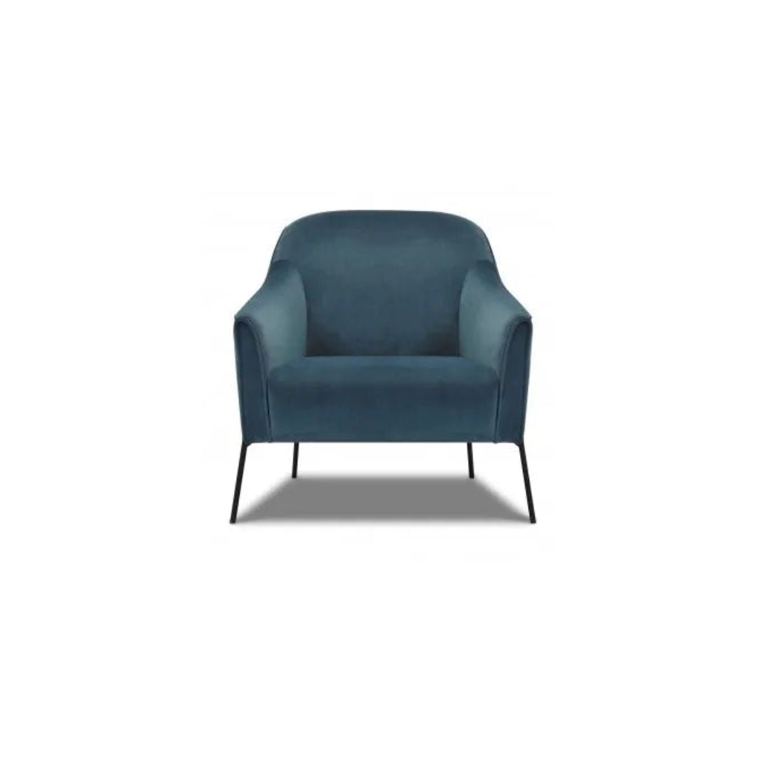 Olivia Lounge Chair Indigo Velvet-Global Living