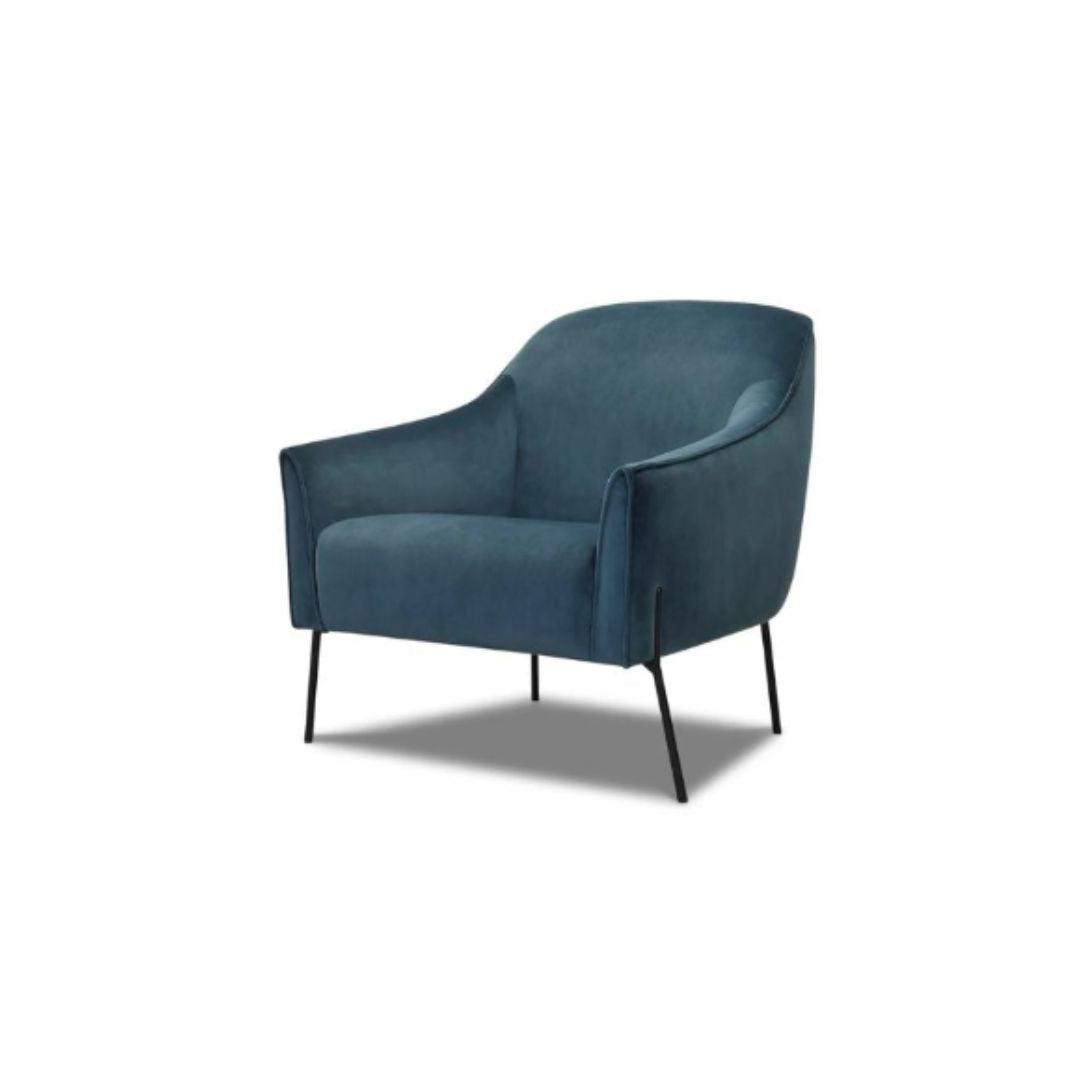 Olivia Lounge Chair Indigo Velvet-Global Living